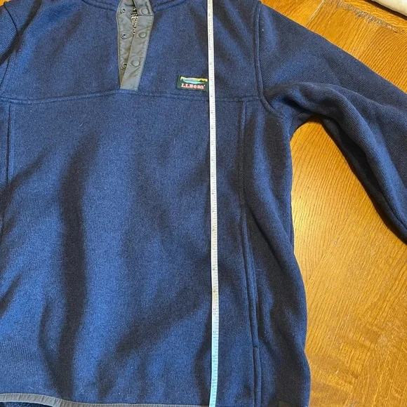 L.L. Bean Men's Deep Blue Zip Up Sweater - Picture 7 of 11